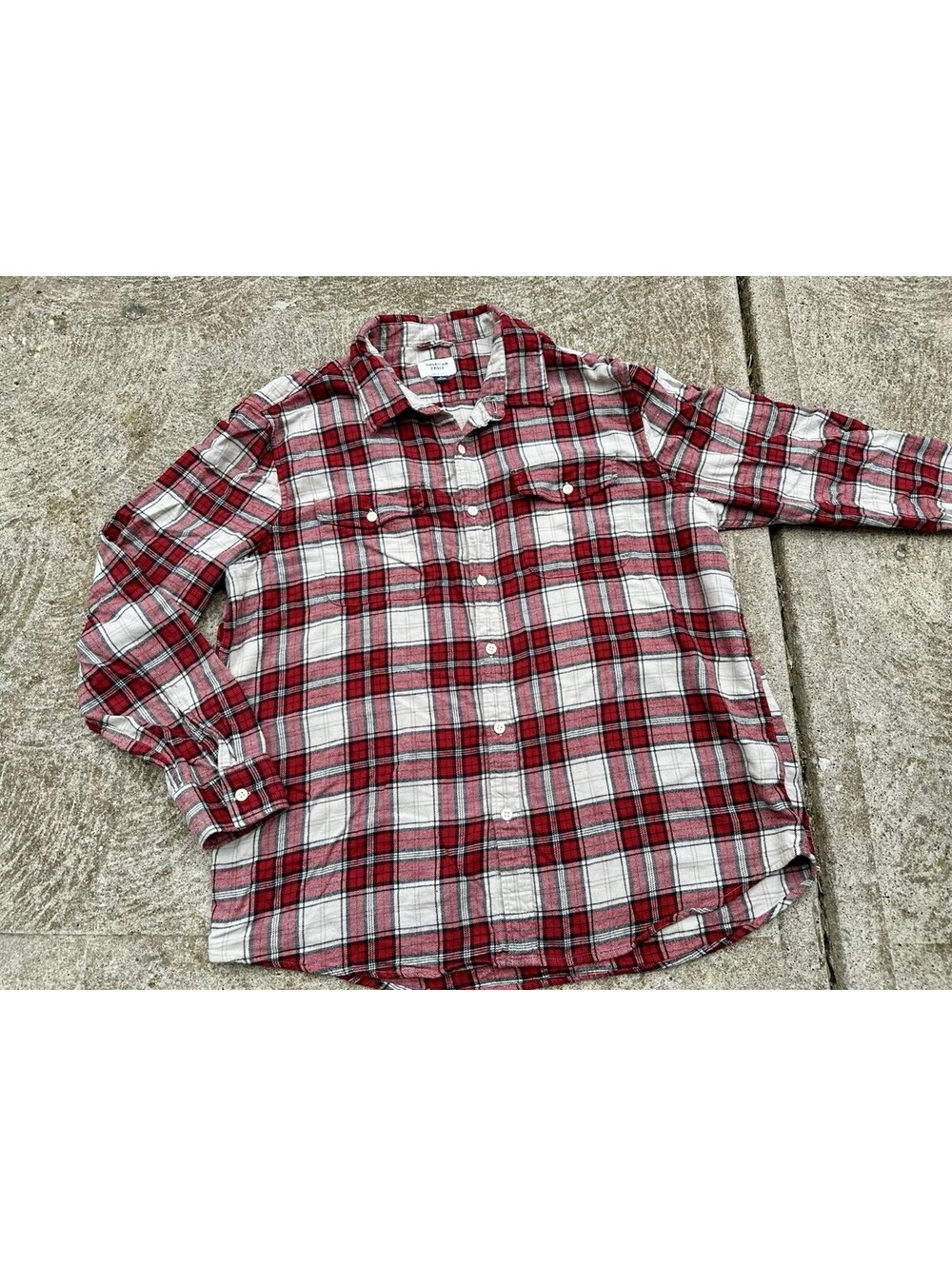 American Eagle Super Soft Flannel Plaid Button-Down Shirt Red XXL Long Sleeve